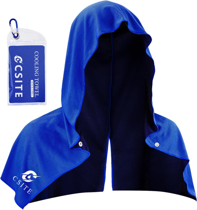 CASITE Cooling Hoodie Towels, Instant Cooling Towels for Neck and Face, UPF 50 Sun Protection, Ice Towel for Hot Weather, Head Towel for Sports, Camping, Cycling & More Activities - Image 1